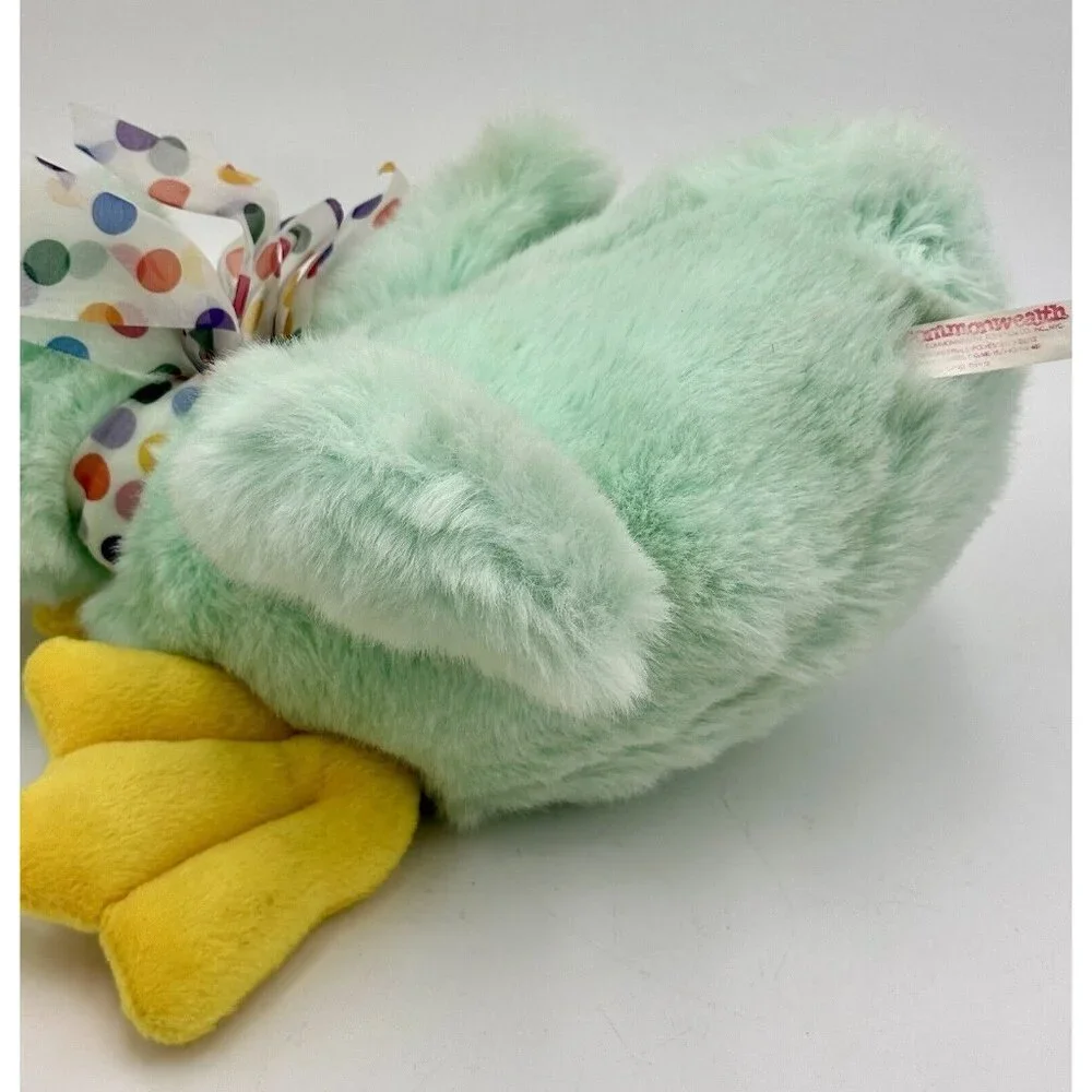 Vtg Commonwealth Duck Platypus Stuffed Animal Plush Polka Dot Bow Green RARE '93
